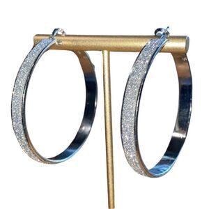 Star Dust Glitter Metal Hoop Earrings